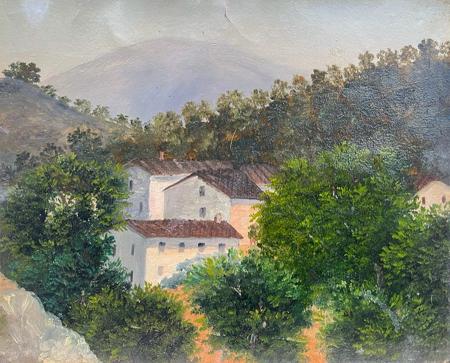 Quadro di  Anonimo Case di campagna  - olio carta 